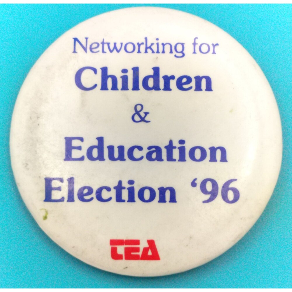 Networking For Children 1996 CEA Education Election Pinback Button Pin 90s VTG